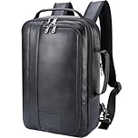 TIDING Genuine Leather Backpack for Men 15.6" Laptop Expandable Business Bag Convertible Briefcase Rucksack Daypacks, Black