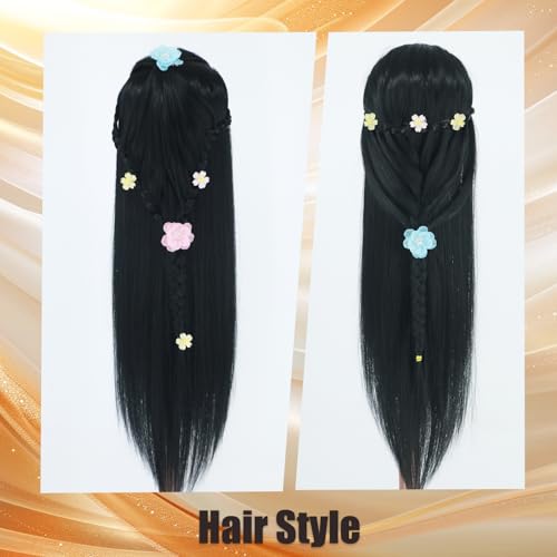 mannequin head with hair 2634-283939 doll head for hair styling manikin practice cosmetology training braiding heads with clamp holder and styling tools black
