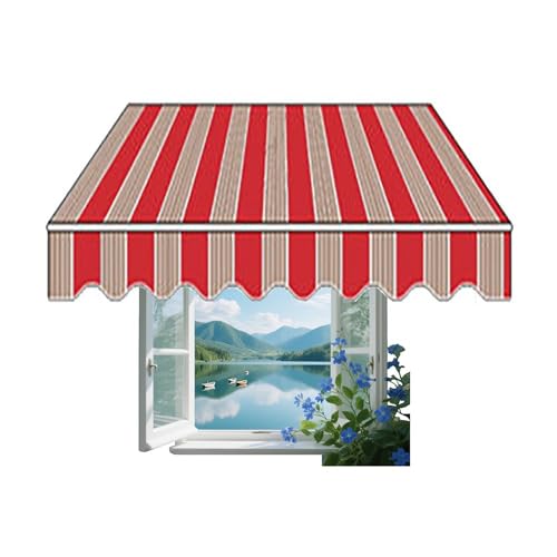 Parasol retráctil impermeable para exteriores, patio, restaurante y tienda, tela de repuesto de lona de poliéster a rayas B, 4 x 1,5 m