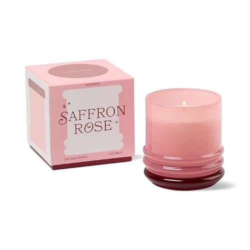 Image of Paddywax Stack Range Glass Candle - Saffron Rose Scented, 30 Hour Burn Time