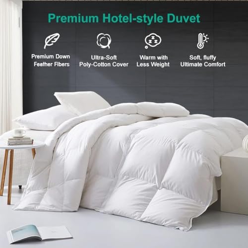 APSMILE Oversized King Down Feather Fibers Duvet Insert - Ultra-Soft All Season Down Feather Fibers Comforter Hotel Collection Comforter, Fluffy Medium Warmth (White, 120"x98") - Thumbnail 2