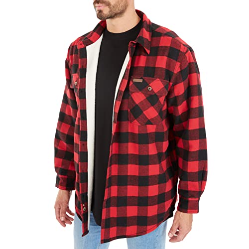 Image of Smith's Workwear Men's Sherpa-lined Cotton Flannel Shirt Jacket