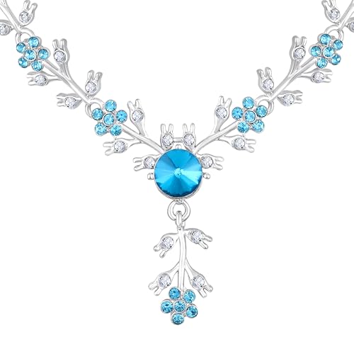 Image of Atasi International American Diamond Style Silver Plated Necklace with Earrings Jewellery Set for Women - Perfect for Party, Wedding, and Engagement