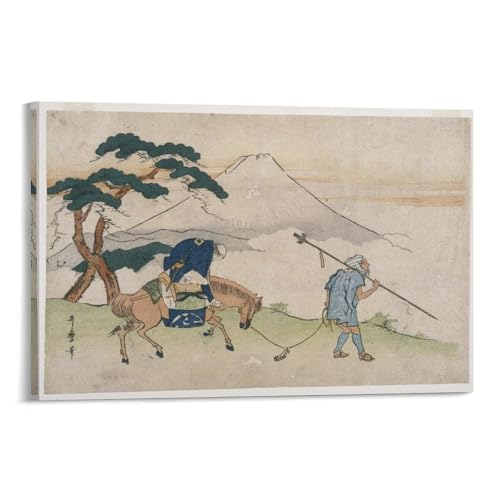 喜多川歌麿 浮世絵師 富士山を眺める旅 和風 ポスター パネル 壁アート モダン リビング ベッドルーム 部屋飾り16x24inch(40x60cm)