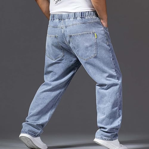 Baggy Wide Leg Jeans for Men – Elastic Waistband Drawstring Loose Denim Pants Casual Streetwear3