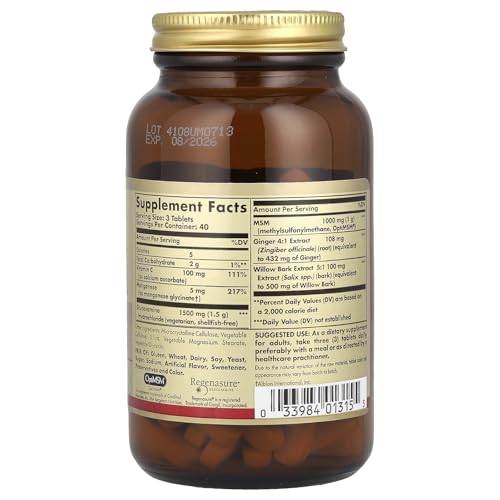 Solgar Glucosamine MSM Complex, 120 Tablets - Promotes Healthy Joints - Supports Range of Motion & Flexibility - Supports Collagen - Shellfish-Free - Gluten Free, Dairy Free, Kosher - 40 Servings - Image 5