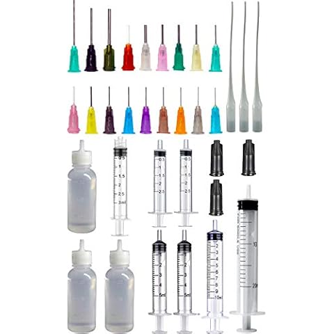 Dispensers Applicator Kit - Syringes, Plastic Squeeze Bottles, and Needle Tips Works for Precisely Delivery Grease, Oil Dispensing, Liquid Glue and Ink Cover