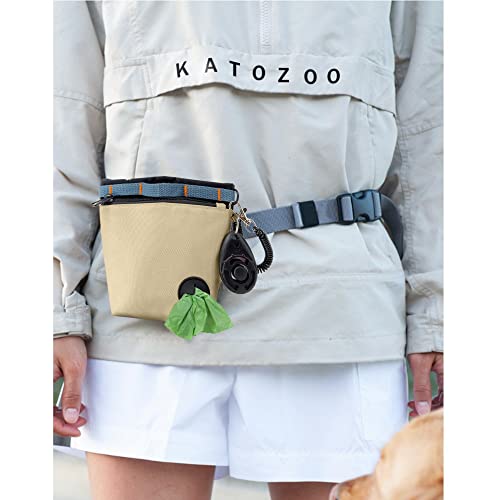 KATOZOO Bolsa de petiscos para cães com clicker de treinamento de animais de estimação, kit de bolsa
