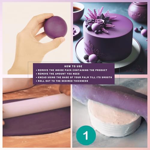 Image of Confect Purple Fondant Icing | Smooth & Easy-to-Roll Edible Fondant | Perfect for Cake Decorating, Sculpting, and Covering Cakes | Chef-Preferred Choice | Vegan, Gluten-Free, Nut-Free, Palm Oil-Free- 1 Kg