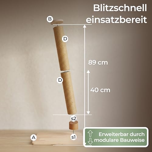 WOOWOOD Kratzbaum Katze - Extrem Stabil, Kratzsäule XXL, Kratzbaum Klein - Kratzstamm für kleine und große Katzen, Cat Scratching Post, Katzenturm, Kratzmöbel Katze aus robustem Sisal, 83 cm – Bild 8