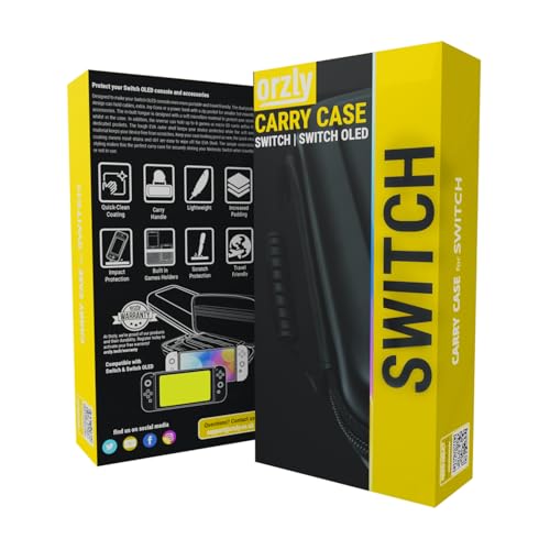 Image of Orzly Carrying Case for Nintendo Switch OLED and Switch Console - Yellow Protective Hard Portable Travel case Shell Pouch for Nintendo Switch Console & Accessories