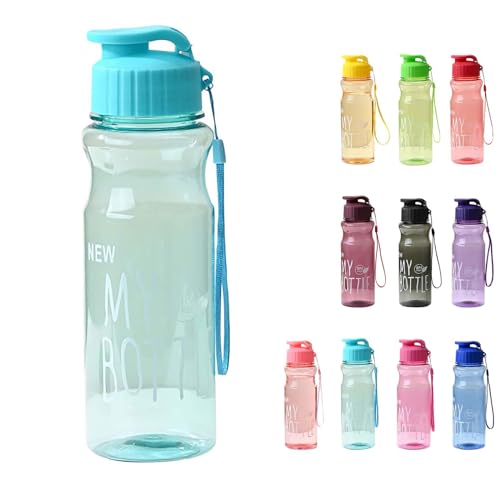 Borraccia portatile, 650 ml, per fitness, palestra, sport all'aria aperta, bottiglia motivazionale (blu)