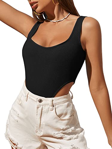 GORGLITTER Damen Tank Bodysuit Elegant Bodies Rippenstrick Ärmellos Bodys...