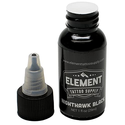 Element Tattoo Supply -White And Black Tattoo Ink Set - Nighthawk Black - White Tattoo Ink - Outlining - Highlighting - Mixing - 1Oz Bottle #TOP2