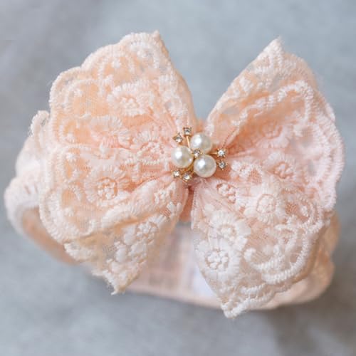 Baby Bow Headband for Girls Princess Lace Bowknot Hairband Toddler Turban Headwrap Wide Headbands High Elastic Headdress3