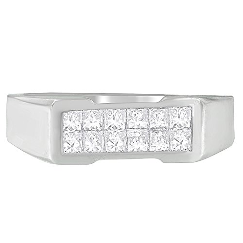 Original Classics 14K White Gold Princess Diamond Cluster Men's Ring (1.00 cttw, G-H Color, VS2-SI1 Clarity)