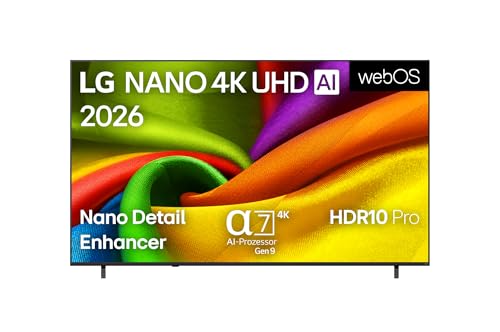 LG 85NU8E0B3LA TV 85 Zoll (215 cm) Nano 4K UHD TV (α7 Gen9 4K AI Prozessor, webOS 26, 60Hz (VRR bis zu 60Hz)) [Modelljahr 2026] [Energieklasse E]