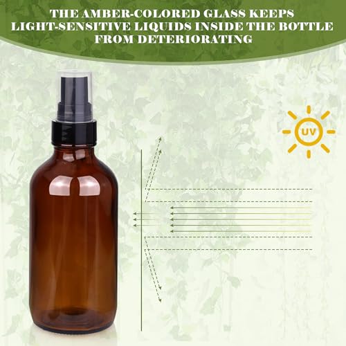 4oz Amber Glass Spray Bottles Mist Sprayer Set of 24,Empty Small Spray Bottle Fine Mist Spray Refillable Containers,Mini Travel Bottle Spray Bottle Make Perfect Oil,Perfume,Body Sprays3