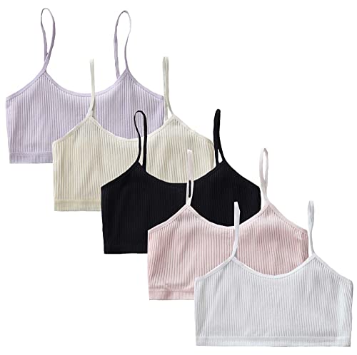 Zeilingery Training Bras For Girls Seamless Cami Bralettes Sports Vest,Condole Belt Girls Bra 8-12 Years (5Pack) #TOP3