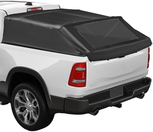 JOYTUTUS Truck Bed Soft Topper Compatible with 2019-2025 Ram 1500 with 5.5ft Bed (w/o RamBox) & Silverado Sierra 1500 with 5.8ft Bed Foldable Camper Shell Truck Top