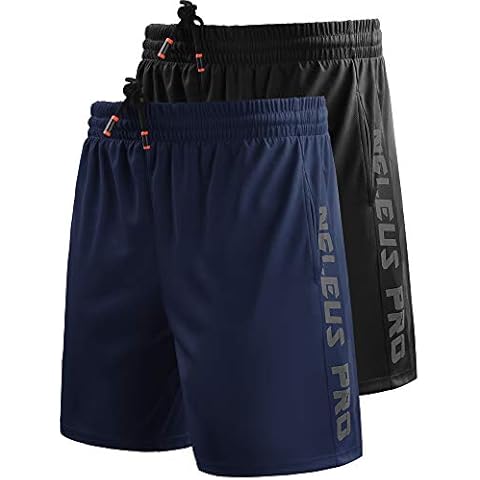 Neleus Herren Leichtgewicht Training Laufsporthosen Mit Taschen Large - Fit Taille:34/37.5" 6056# 2 Pack:Schwarz,Marine Blau Cover