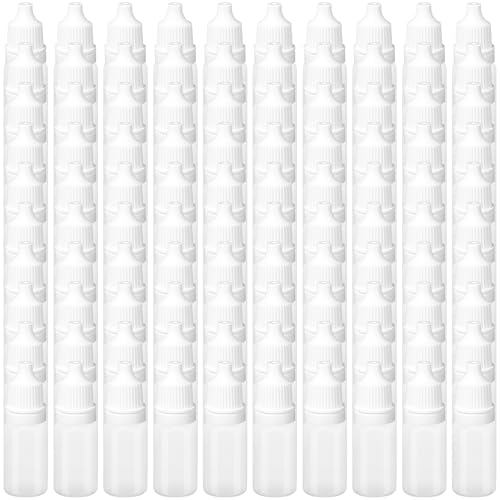ywmigl 100 Pcs Plastic Dropper Bottles Squeezable Eye Liquid Dropper with Caps and Plug for Oil Eye Liquid Storage (10 ml)