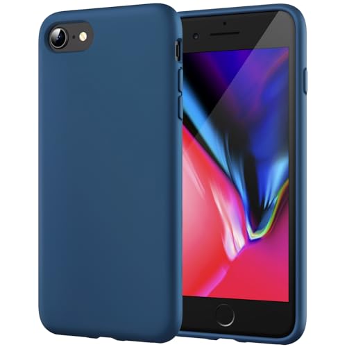 JETech Funda de Silicona Compatible iPhone SE 3/2 (Modelo 2022/2020), iPhone 8 y iPhone 7, 4,7', Sedoso-Tacto Suave, Cubierta a Prueba de Golpes con Forro de Microfibra (Azul Cobalto)
