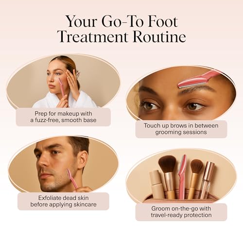 Kitsch Dermaplane Razor for Women Face - Face Razors for Women and Men - Eyebrow Trimmer, Shaver, Recycled Plastic Dermaplaning and Skin Care Tool - Coral, 6 pcs - 7