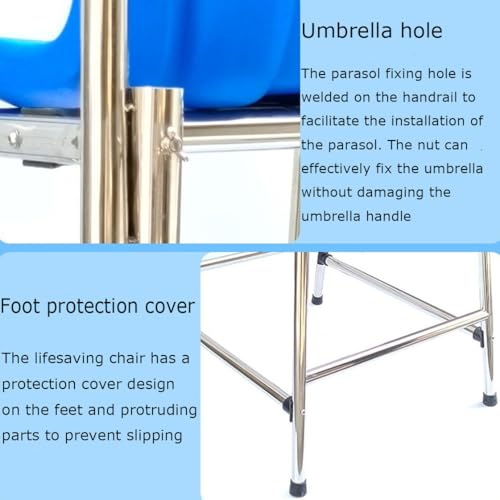 Miniatura 6 de Zhpped Silla De Socorrista De Piscina Escalera De Piscina Equipo De Seguridad Silla De Socorrista, 120 150 180cm De Altura Sillas De Salvamento De Alta Resistencia Para Playa,H-180cm 70in 5.9ft