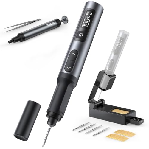SEESII S01 Cordless Soldering Iron Kit, 10℉ Step Adjust, w/Protective Cap | 7s F...