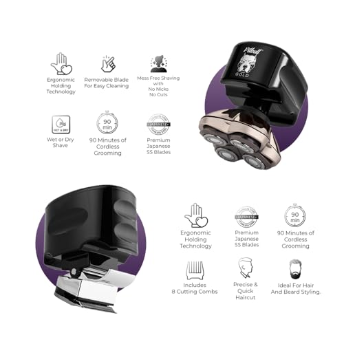 Image of skull shaver Male Pitbull Gold PRO Electric shaver With Beast Clipper PRO Trimmer (shaver With Clipper)