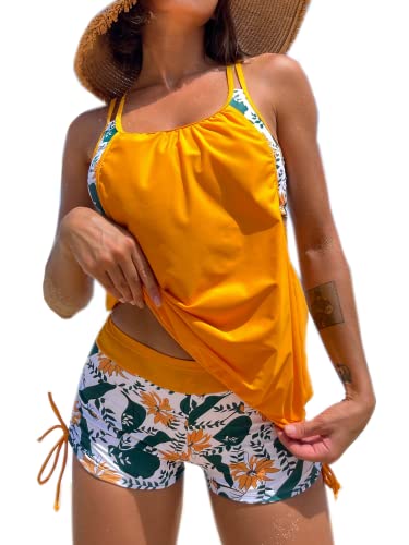 Bikinx Tankini Bathing Suits For Women Two Piece Swimsuit Maternity Tankini Floral Tank Top Bikinis Padded Swimwear With Boyshorts #TOP12