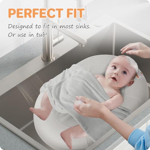 Inflatable Baby Bathtub, NICEMER Infant Bathtub Sink Bather Includes Microfleece Cover 2-in-1 Detachable Swaddle Wings and Storage Bag, Present for 0-6 Months Newborns, Portable Home Travel by NICEMER - Image 3