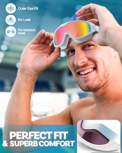 Image of Swim Goggles 2 Pack, Wide View Anti Fog&UV Swimming Goggles for Audlt, No Leak Pool Beach Essentials for Men Women