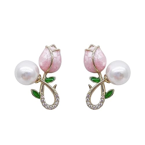 Boucles d'oreilles tulipe rose : bijoux de luxe léger d'élégance française