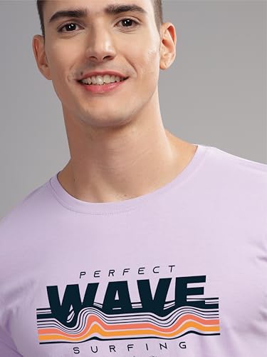 Image of ADRO Mens Printed T Shirt | The Super Soft Tshirt in India| Pure Cotton Lycra Breathable Fabric| 4 Way Stretch smart tech Fabric| Round Neck T-Shirt (Also in Plus Size) RN25-ST-WAVE-NB