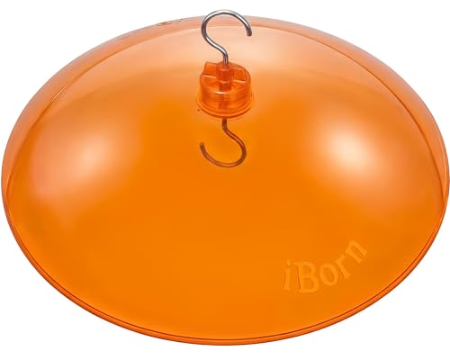 iBorn 13-inch Sunshade Cover for Oriole Feeder, Weather Guard Sun Shade Cover, for Hanging Oriole Nectar Feeder for Outdoors Rain Guard, Chew Proof Polycarbonate, Pack of 1, Orange