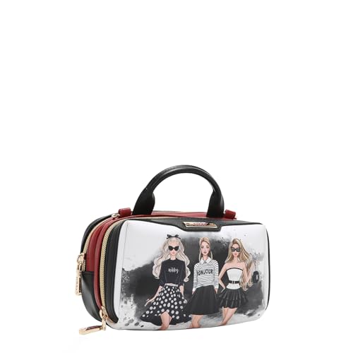 Nicole Lee Nikky Mini Boston Double Zip Crossbody Bag, Vegan Leather (TRIO)3