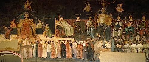 Lienzo decorativo Alegoría del Buen Gobierno, pintura mural de alta calidad 60x90cm