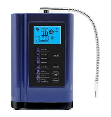 Wter Ionizer and Alkaline Water Machine, Up to -500mV ORP, PH 3.5-10.5 Water Purifier Machine,285x170x110 mm (Blue)