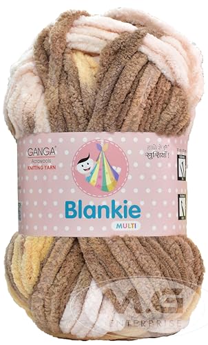Image of M.G ENTERPRISE Knitting Yarn Thick Chunky Wool, Blankie Mustard Mix 200 GMS Best Used with Knitting Needles-BO Art-AAFJ