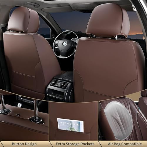 Image of FLORICH Car Seat Covers, Premium Leatherette Car Seat Covers Front Seats, Waterproof Nappa Leather Seat Protectors, Breathable Car Seat Cushion for Most Sedans Cars SUV Trucks, Coffee