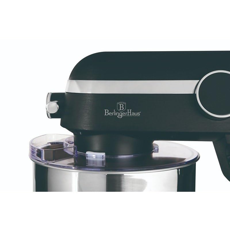 Berlinger Haus Robot kuchenny, 1800 W, Matte Black Collection z miską ze stali nierdzewnej 7 l, obsługa dotykowa i funkcja rotacji planetarnej
