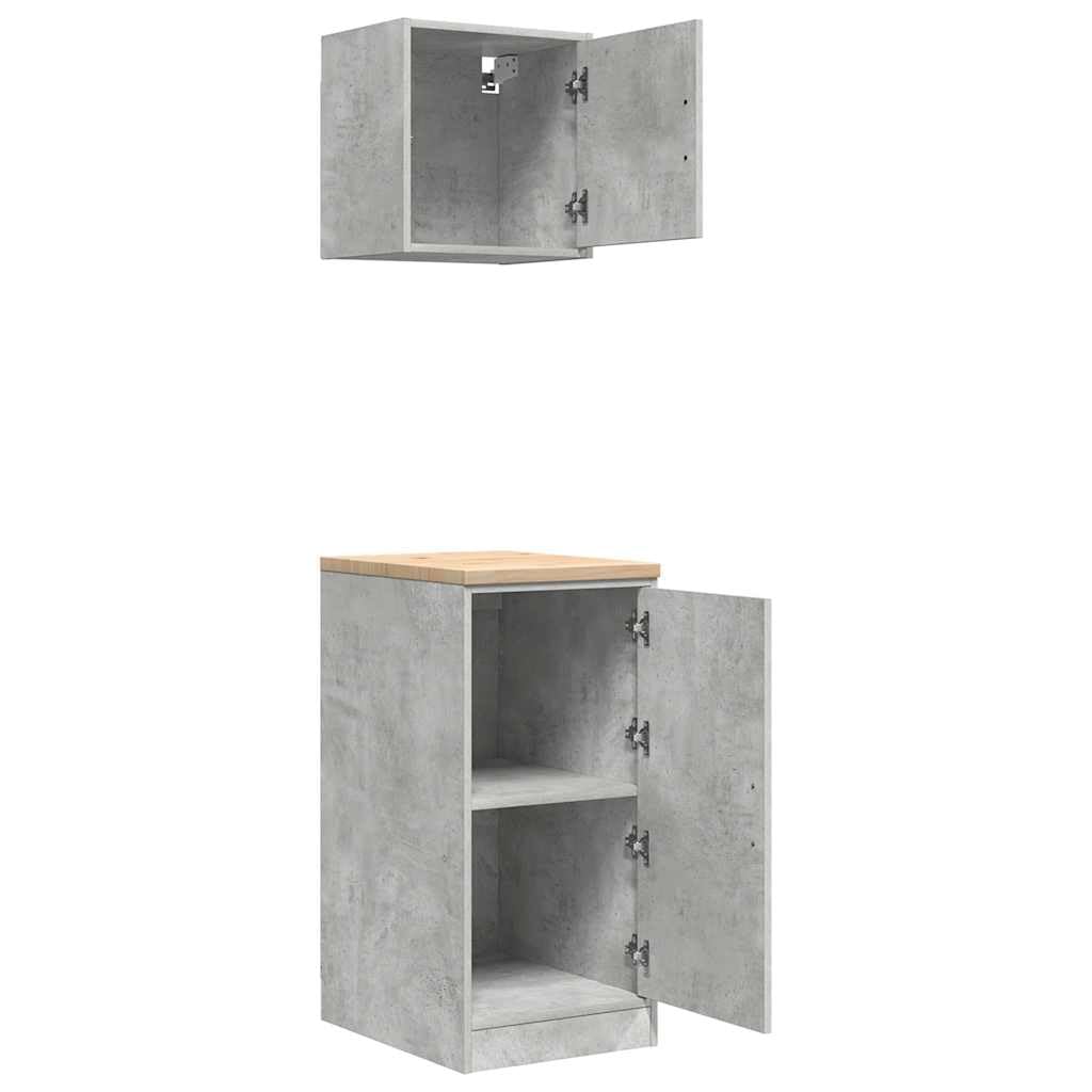 Armoires de Garage 2 pcs Gris béton Bois d'ingénierie,Entreprise & Industrie,Stockage Industriel,Armoires industrielles,28.45 kg-3328299
