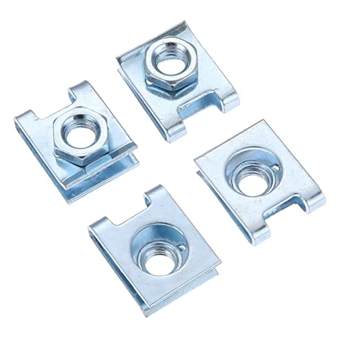 CAROMATIC™ Automotive Car License Plate Fasteners Buckle Suitable 6mm Screw Rivet Fixed Retaining Clips Metal Set of 4 PCS T2 Nut U-Type Gasket Universal Fitment