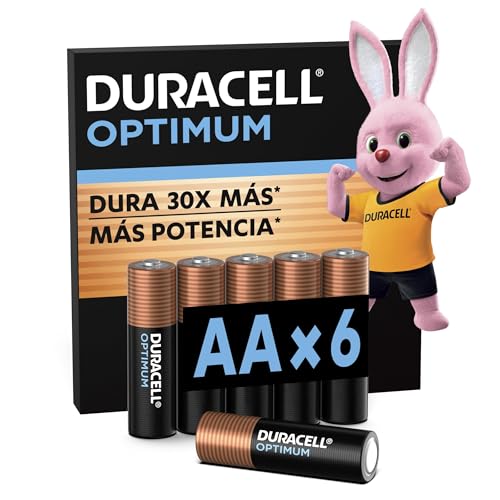 Pilas Alcalinas AA Duracell Optimum, Baterías de Alto Rendimiento 1.5V, Paquete de 6 Pilas