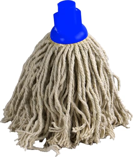 Cotton Mop Head Replacement with Coloured Plastic Socket (Blue, PY14 Regular)