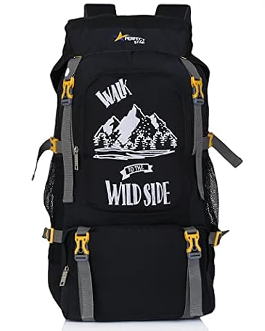 perfect star Rucksack Hiking Trekking Backpack, Blue, Polyester, 75 Litres, Adjustable Shoulder Straps, Unisex, Travel (BLACK)