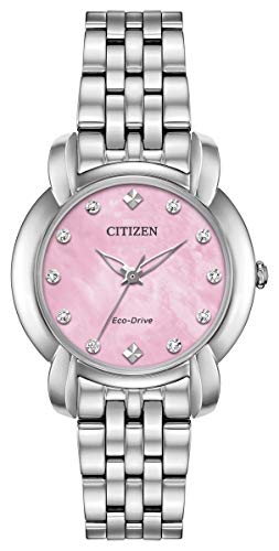 CITIZEN V`Y EM0710-54Y JOLIE ECO-DRIVE SILVER/PINK MOTHER OF PEARL DIAMONDS STAINLESS LADIES GREhCu sNEVo[ XeX fB[Xv em0