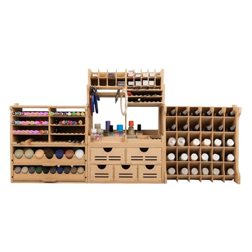 Image of Plastic Model Paint Rack and Tool Storage, MDF Material, Large Capacity Workbench GK RS